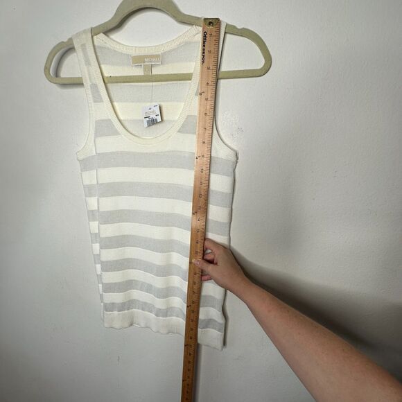 NWT Michael Kors Cream and Sheer Stripes Sleeveless Deep Scoop Neck Tank Top SM - Picture 11 of 12